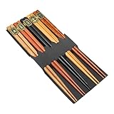 TOPPERFUN Palillos De Madera Reutilizables Japoneses Cuadrados 5 Pares Madera Natural Antideslizantes Para Hogar y Restaurante Cenas Asiáticas