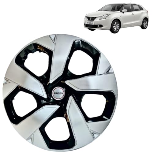 Image of Prigan Baleno (Delta & Sigma Only) Black Silver Wheel Cover 15 inch for Maruti Baleno (Set of 4 Pcs) (Press Fitting) Model- Punch Reverse 15