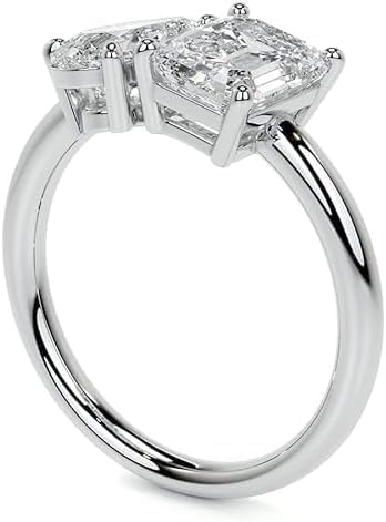 Pear & Emerald 2-Stone Moi Et Toi Design Moissanite Engagement Ring, Sterling Silver & Gold, Christmas Gift for Women | VVS1 925 Silver 10K/14K/18K Solid Rose/Yellow/White Gold | Ring Size 3-12 US