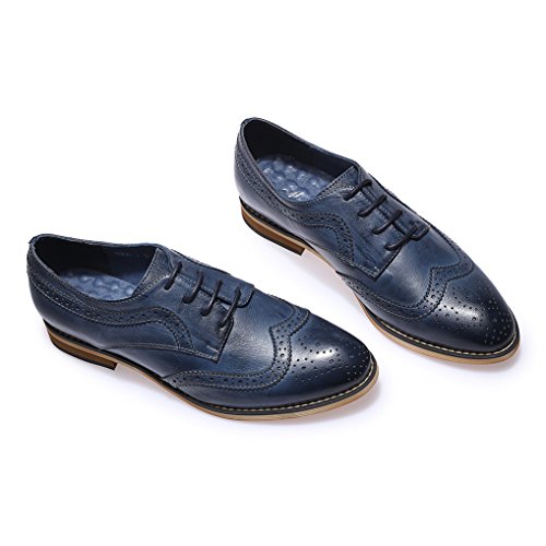 Mona Flying Women's Leather Perforated Lace-Up Oxfords Brogue Wingtip Derby Shoes #TOP6