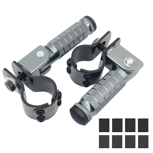 Image of M8 Motorcycle CNC Aluminum 90 Degree Folding Rearsets Folded Motorbike Footrest Bicycle Footpegs Foot Pegs Pedal Universal (Titanium)