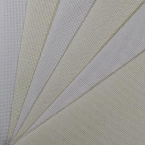 Image of KCS 4 /6 pc of 12 inch x 18 inch 30cmx45cm 16CT Counted Cotton Aida Cloth Cross Stitch Fabric (White+Antique White, 6 pc)