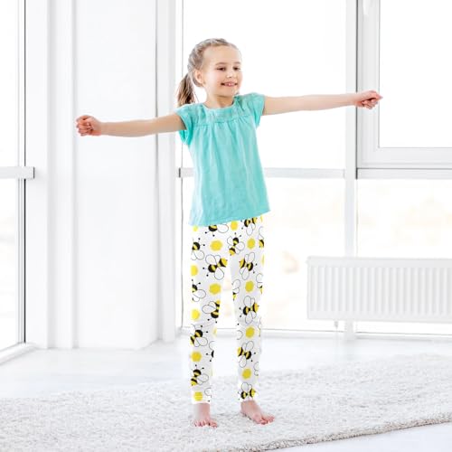 CaTaKu Girls Leggings Bees Cartoon Leggings for Girls Kids Athletic Workout Yoga Pants Size 4-10T3