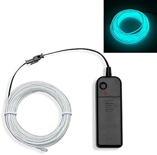 EL Wire 3 Meters/9.8ft Ice Blue EL Wire Neon Lights Glowing Strobing Wire Kit with Portable AA Battery Inverter for Halloween Christmas DIY Party Decoration