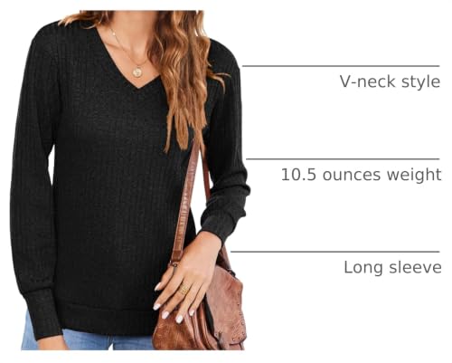 Image of Zeagoo Long Sleeve Shirts for Women V Neck Casual Sweaters Basic Knit 2025 Fall Fashion Pullover Tops