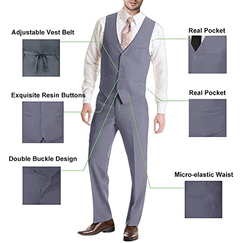 Men's Suit Slim Fit 3 Piece Suit Set Grey Suits For Men Prom Wedding Groomen Suit Blazer Jacket Pants Set Business Tuxedo Men 3Xl #TOP4