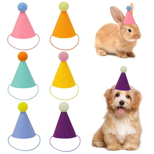 Adattamento regolabile e confortevole: Ogni mini cappello da festa per bambole è dotato di un elastico con fibbia colorata che assicura una vestibilità ottimale per diverse dimensioni del collo. Con un'altezza di circa 10,5 cm e una larghezza di 8,5 cm, questi cappelli sono ideali per animali di peluche e piccoli animali domestici