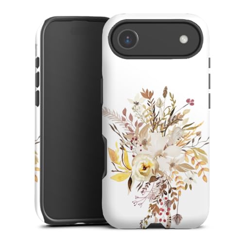 Coque iPhone Air Antichoc Motifs Fleurs d'Automne Rose et Or