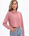 milanpavilion Women's Drawstring Cropped Hoodie Casual Plain Fashion Hoodies Workout Crop Tops Sweatshirt Long Sleeve Top Pink