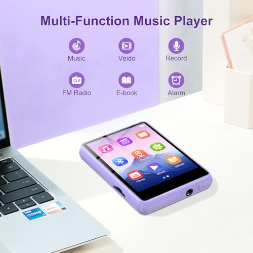 Image of 128GB MP3 Player with Bluetooth 5.4, 2.4 inch Portable HiFi Music Player with FM Radio /HD Speaker /E-Book, Digital Music Player Earphones Included