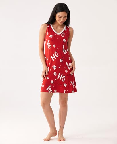 Image of GYS Cooling Bamboo Viscose Nightgowns for Women, Lightweight Sleeveless V Neck Sleep Shirt for Hot Sleepers, Soft Night dress
