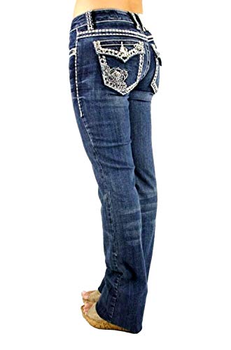 Jack David/Sweet Look Jean Classic Rhinestone Studded Denim Bootcut/Skinny Jeans Stretch2