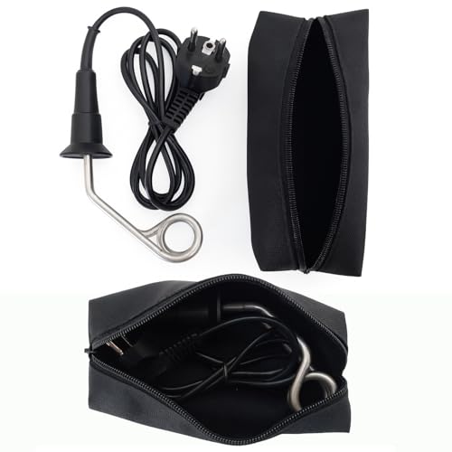 Novanetus Calentador GTN0.5 Calefactor de inmersión 0,5 kW 500 W 230 V de ACERO INOXIDABLE, Hervidor eléctrico de viaje, color negro (con bolsa)