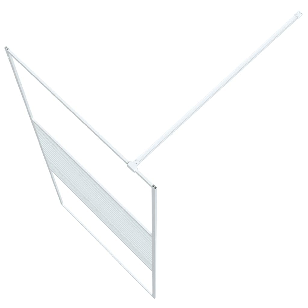 Mampara de ducha de cristal templado transparente, marco de aluminio blanco, 90 x 195 cm, cristal de seguridad de 5 mm, a prueba de salpicaduras, con barra de apoyo para nicho de baño