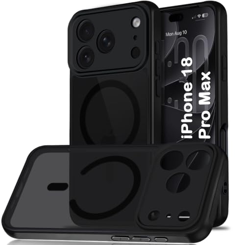 Image of TheGiftKart Hybrid Matte Frosted Translucent Back Cover Case for iPhone XVIII Pro Max Compatible with MagSafe | Shockproof Design | Camera Protection Module | Hard Cover Case (PC & TPU, Frost Black)