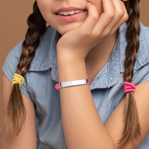 Generic Engraving Personalized Stainless Steel Soft Silicone Child Safety Id Bracelets Adjustable Anti-Lost Name Wristbands For Kid Girls Boys Toddler thumb #2