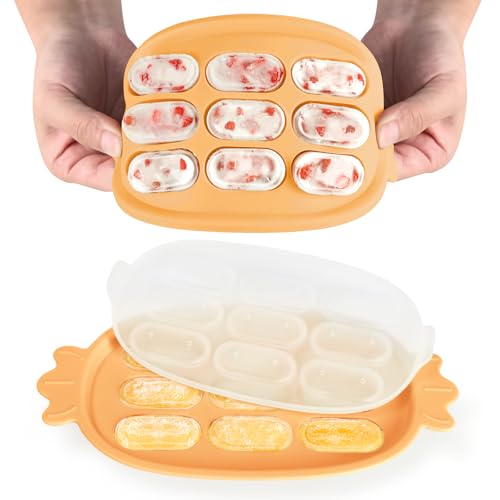 Image of Haakaa Baby Popsicle Mold - Baby Food Maker & Breastmilk Teething Freezer Tray - BPA Free Silicone-Orange