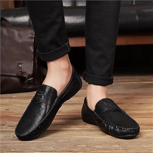 Loafers Shoes for Men Solid Color Round Toe Vegan Leather Comfortable Flexible Anti-Slip Walking Party Slip On4