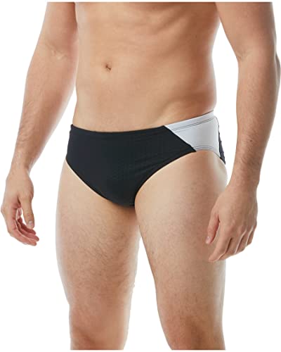 TYR Men's Hexa Blade Splice Racer Swimsuit, Black/White, 26