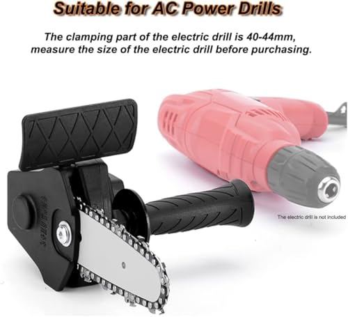 Image of Drill Convert to Chainsaw Attachment Accessory Woodworking Cutting Tool Pruning Chainsaw Power Chain Saws for Tree Trimming Wood (4-inch)