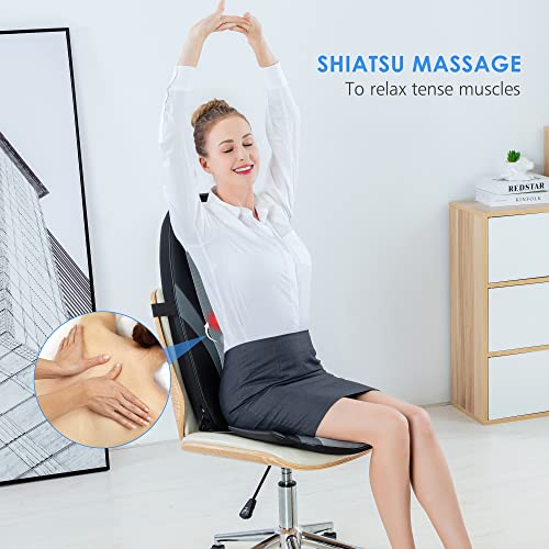 Coococo Shiatsu Back Massager With Heat, Deep Kneading Massage Chair Pad, Flexible Chair Massager For Back Pain, Seat Massage Pad, Ideal Gifts For Mom,Dad, Women, Men #TOP1