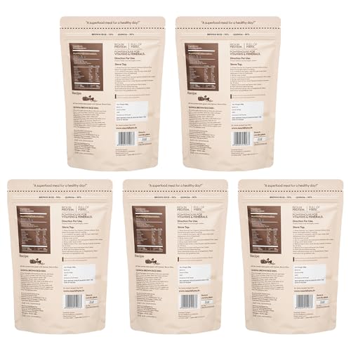 Image of Nourish You Quinoa and Brown Rice Mix - 500g x Pack of 5 | 11.16g Protein & 10.24g Rich Dietary Fibre per 100gm | Naturally Gluten Free Healthy Grain Mix | Low Glycemic Index | Superfood for Salads, Pulao, Bowls & Daily Meals (70% Brown Rice + 30% Quinoa)