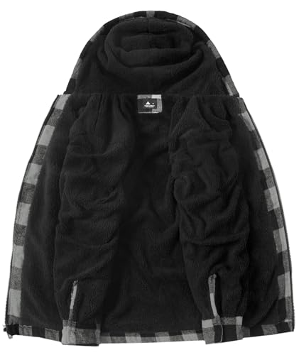 Image of SCODI Men's Flannel Jacket Sherpa Lined Plaid Fleece Hoodies Zip Up Coat