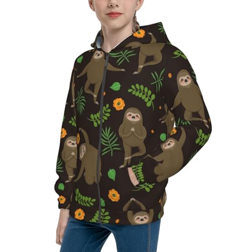 Space Dino Cartoon Black Kid Hoodies Boys Zip Up Sweatshirts Girls Pullover with Pocket