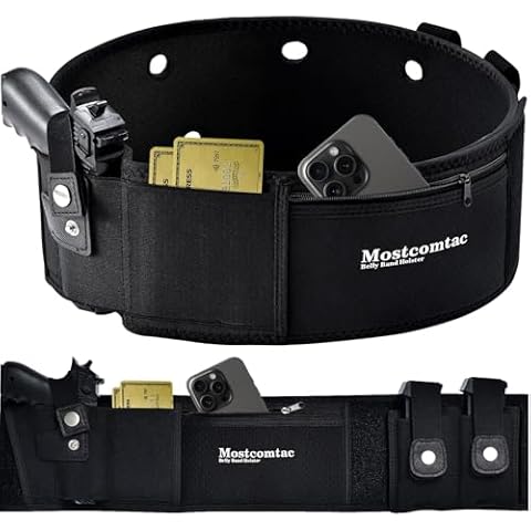 MOSTCOMTAC Belly Band Holster for Men Women, Gun Holsters for Concealed Carry Fit Glock, Taurus, Ruger, Smith Wesson, Breathable and Comfortable Universal Pistol Holster for Most Pistols and Revolvers Cover
