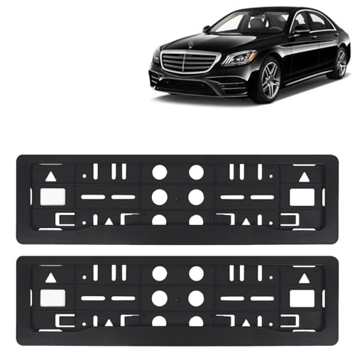 Image of KINGSWAY S Class Car Number Plate Frames for All 2019 Onwards Models of Mercedes Benz Car Registration Plate Holders, Black Licence Plate Covers (Front and Rear), Universal Size 51.5 x 14.5 cm