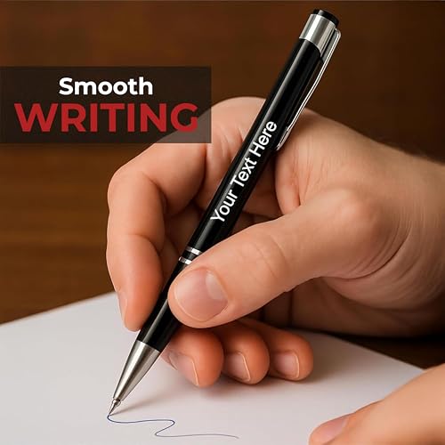 Image of MANAMA Retractable BallPoint Name Pens | Gun Metal Body | Refillable Blue Ink | Customized Gift For Men & Women | Ideal For Corporate Gifts, Office Employe, Diwali, Valentine, Birthday, Wedding