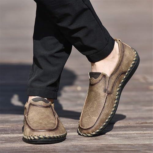 Men Vintage Cowhide Loafers Summer Casual Walking Shoes Fashionable Boat Moccasins Leisure Comfortable Chic New Driving Footwear2