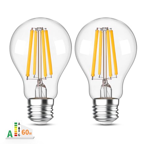 Century Light Lampadina E27 LED Warmwhite Vintage 40W, efficienza energetica EU A-Level 4W 860 Lumen, lampadina classica Edison 2700K Warmwhite, non dimmerabile, CRI>80, 2 pz.