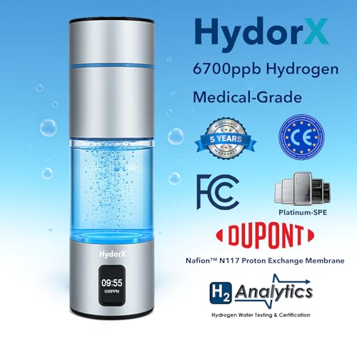 HydorX Hydrogen Water Bottle, Portable Hydrogen Generator, with 6700ppb High Concentration, Medical Grade, 8.3oz SPE/PEM, Leak-Proof, for Fitness Office Home Travel Family Gifts - Image 3