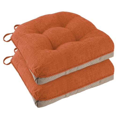 FlyGulls Chair Cushions for Dining Chairs Set of 2, 18"x18"x3", Orange