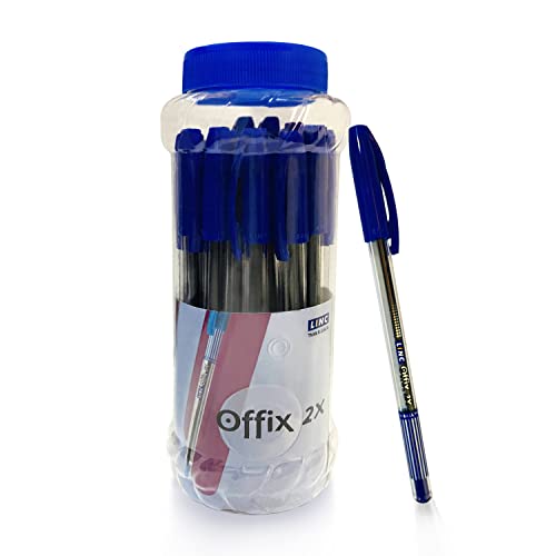 Image of Linc Ocean Classic Gel Pen, Blue, 25 pcs & Linc Offix 2X Lightweight Ball Pen Jar