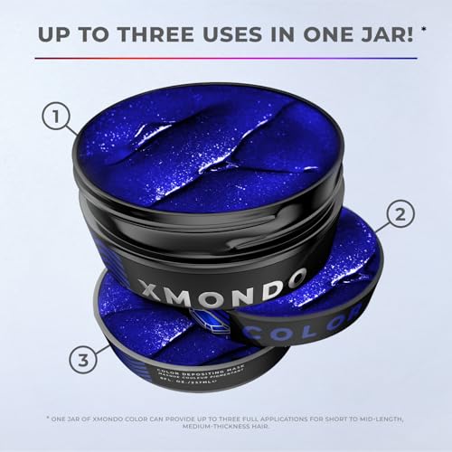 Image of XMONDO Color Sapphire Depositing Mask, Blue Hair Dye, 8 Fl Oz | Semi-Permanent, Infused with Bond Booster & Hyaluronic Acid for Nourishment, Revitalization & Repair, Vegan Formula