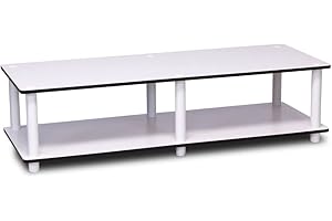 Furinno Just No Tools 4-Tier Wide TV Stand, White/Black- Helps you organize your space effectively