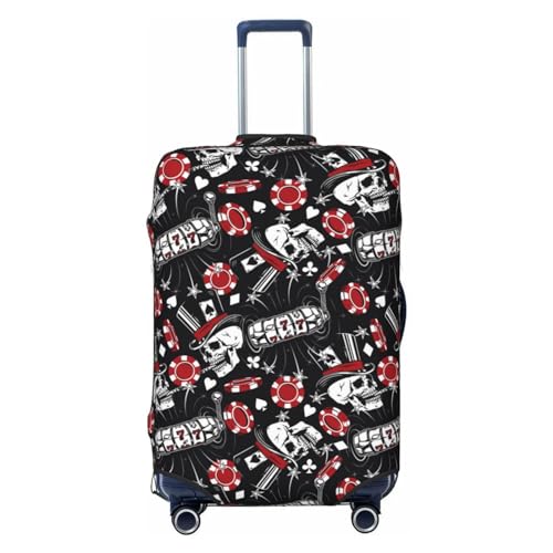 Vintage Skull Casino Print Washable Luggage Cover - Fashion Suitcase Protector Fits 18-32 Inch Luggage