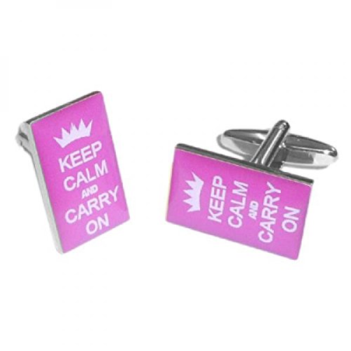 Mancuernillas para hombre Keep Calm color rosa fuerte miniatura 1