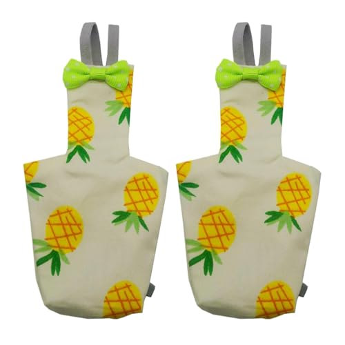ピジョンバード用 再利用可能 洗える鳥のおむつ パイナップルデザイン ポリエステル製 調整可能 リークプルーフ パラキート・コカチエル・マコー対応 ペット用品 2枚セット (M)