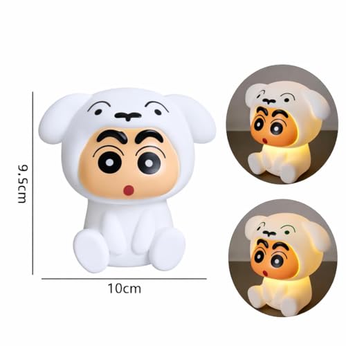 Image of The Happy Station Shin-chan Shiro Night Light, Hard Plastic, LED Lamp with Push Button, White, Small Size, Portable, Bedroom Lighting, Battery Powered
