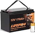 12.8V 170Ah LiFePO4 Lithium Battery BCI Group 31, Rechargeable Deep Cycle Batteries with 150A BMS, 8000+ Deep Cycles, for Trolling Motor, Boat, RV, Solar, Off-Grid