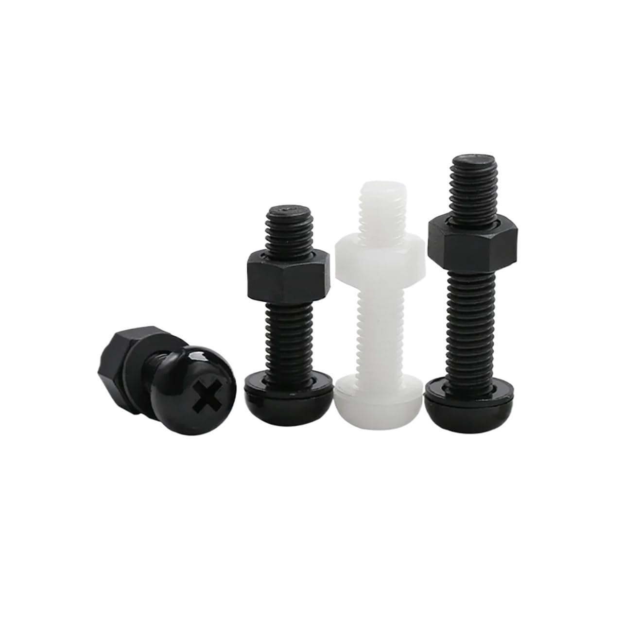 White/Black Nylon Circular Disc Cross Screw Nut Washer Set M2 .5 M3 M4 M5 M6 M8 Plastic Combination(Black,4MM_M2X50SET)