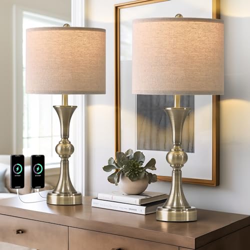 Lámparas de mesa 28" con puertos USB C+A set 2 miniatura 6