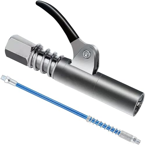 グリースガン グリスカプラー ノズル ロックカプラー ロッククランプ式高圧グリース注入器 シングルハンドルかつセルフロッキング式のバターノズルヘッド 高圧グリースノズル 継手 注油工具 操作簡単30cmオイルフィラーパイプ付き あらゆるタイプのグリースガンに適しています グリスガンカプラー (シングルシャンク)