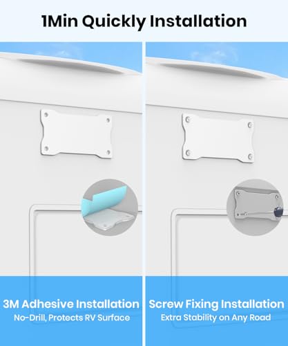 Image of AUTO-VOX White Metal Plate for Solar Magnetic Backup Camera：All Weather Durable White Iron Bracket, Stable Rear Mounting, Compatible with Aluminum /Fiberglass RV, Trailer, Camper, Truck