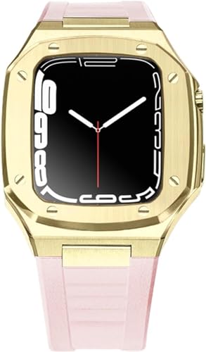 CEKGDB Apple Watch 8 7 6 5 4 SE 41/44/45mm XeXX`[vP[XohCLbgAyʊȎvohی Mod LbgANZT[(G8 pink strap,41MM)