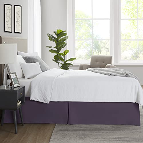 Image of Nestl Dark Purple Bed Skirt Cal King Size - Cal King Bed Skirt 14 Inch Drop - Brushed Microfiber Bed Skirts - Hotel Quality Pleated Bed Skirt - Shrinkage & Fade Resistant