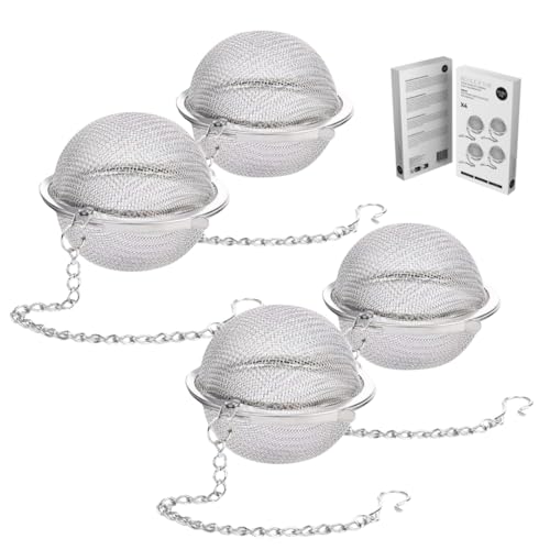 Infusor de bola de té | Bolas de té de acero inoxidable 4,5 cm | Reutilizable y fácil de limpiar | Ideal para teteras, tazas y tazas (4 pack)